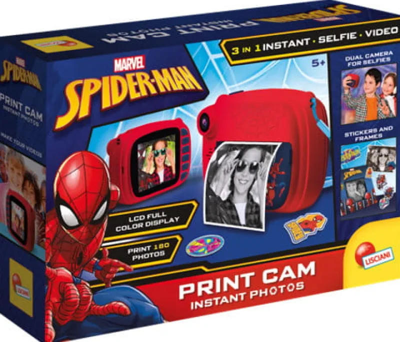 LISCIANI GIOCHI Aparat fotograficzny natychmiastowe zdjęcia 3w1 PRINT CAM Spiderman 104024 LISCIANI