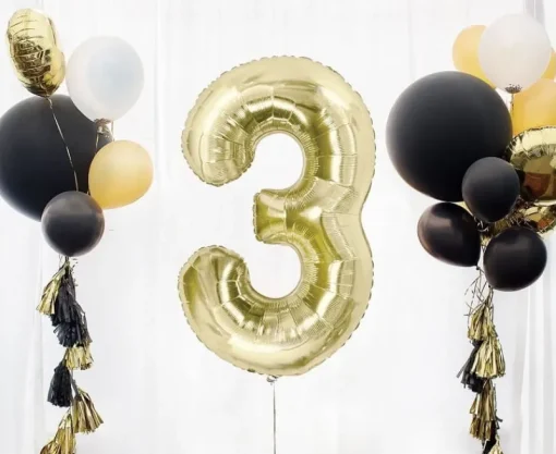 GODAN Balon foliowy B&C cyfra 3 szampańska 85 cm AA