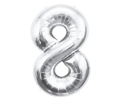 GODAN Balon foliowy B&C Cyfra 8 srebrna 85cm BC-HSR8
