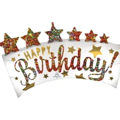 AMSCAN Balon foliowy Brokatowy baner Happy Birthday 89cm 4181001
