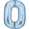 AMSCAN Balon foliowy cyfra 0 satynowy pastelowy niebieski 86cm spakowany 9917332