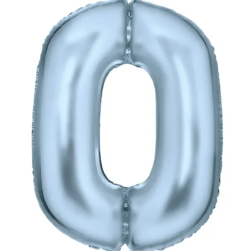 AMSCAN Balon foliowy cyfra 0 satynowy pastelowy niebieski 86cm spakowany 9917332