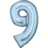 AMSCAN Balon foliowy cyfra 9 satynowy pastelowy niebieski 86cm spakowany 9917341