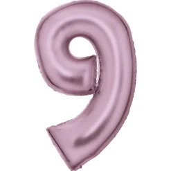 AMSCAN Balon foliowy cyfra 9 satynowy pastelowy róż 86cm spakowany 9917331