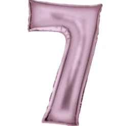 AMSCAN Balon foliowy cyfra 7 satynowy pastelowy róż 86cm spakowany 9917329