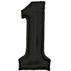 AMSCAN Balon foliowy cyfra 1 satynowa czarna 86cm N34 spakowany 9917303