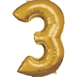 AMSCAN Balon foliowy duża cyfra 3 złota 58x86cm spakowany 9906268