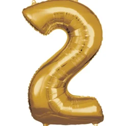AMSCAN Balon foliowy duża cyfra 2 złota 57x86cm spakowany 9906267