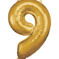 AMSCAN Balon foliowy duża cyfra 9 złota 60x86cm spakowany 9906274