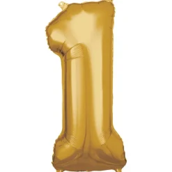 AMSCAN Balon foliowy duża cyfra 1 złota 38x86cm spakowany 9906265