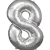 AMSCAN Balon foliowy Duża cyfra 8 srebrna 57x86cm N34 spakowany 9906293