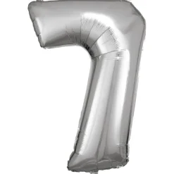 AMSCAN Balon foliowy Duża cyfra 7 srebrna 57x86cm N34 spakowany 9906292