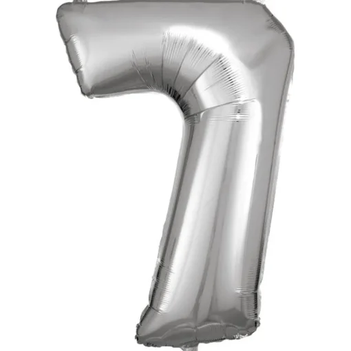 AMSCAN Balon foliowy Duża cyfra 7 srebrna 57x86cm N34 spakowany 9906292