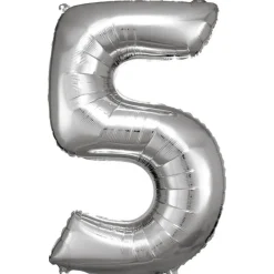 AMSCAN Balon foliowy Duża cyfra 5 srebrna 57x86cm N34 spakowany 9906290