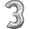 AMSCAN Balon foliowy Duża cyfra 3 srebrna 58x86cm N34 spakowany 9906288