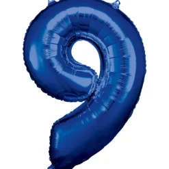 AMSCAN Balon foliowy duża cyfra 9 niebieski 60x86cm 9907292