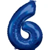 AMSCAN Balon foliowy duża cyfra 6 niebieski 60x86cm 9907286