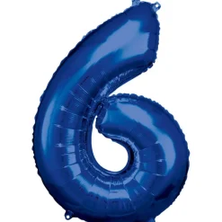 AMSCAN Balon foliowy duża cyfra 6 niebieski 60x86cm 9907286