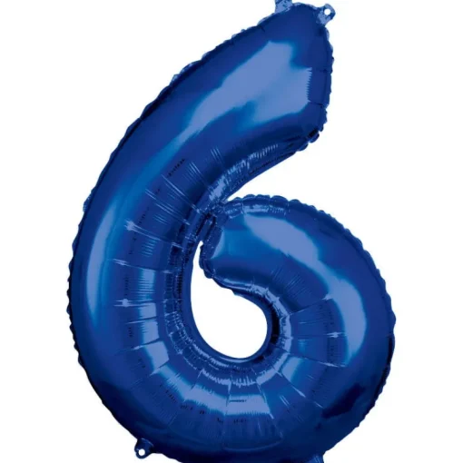 AMSCAN Balon foliowy duża cyfra 6 niebieski 60x86cm 9907286