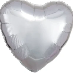 AMSCAN Balon foliowy metalik srebrny serce 43cm luzem 9914087-92