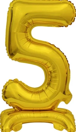 AMSCAN Balon foliowy mini cyfra 5 ze stopką złoto 22x40cm 9910073