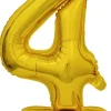 AMSCAN Balon foliowy mini cyfra 4 ze stopką złoto 22x40cm 9910072