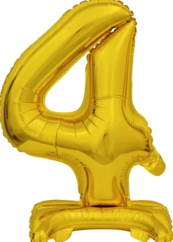 AMSCAN Balon foliowy mini cyfra 4 ze stopką złoto 22x40cm 9910072