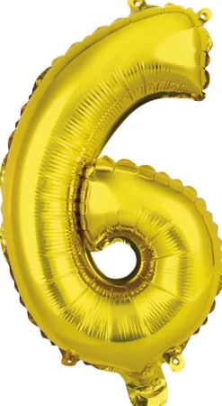AMSCAN Balon foliowy mini cyfra 6 złota 29x40cm 9909684