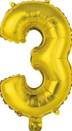 AMSCAN Balon foliowy mini cyfra 3 złota 25x40cm 9909681