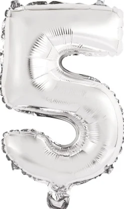 AMSCAN Balon foliowy mini cyfra 5 srebrna 25,5x40cm 9909673