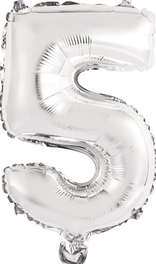 AMSCAN Balon foliowy mini cyfra 5 srebrna 25,5x40cm 9909673