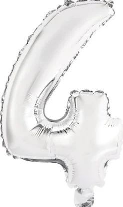 AMSCAN Balon foliowy mini cyfra 4 srebrna 32x40cm 9909672