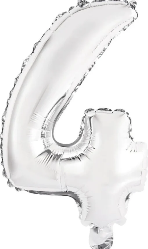 AMSCAN Balon foliowy mini cyfra 4 srebrna 32x40cm 9909672