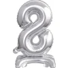 AMSCAN Balon foliowy mini cyfra 8 ze stopką srebrny 22x40cm 9911731