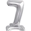 AMSCAN Balon foliowy mini cyfra 7 ze stopką srebrny 22x40cm 9911730