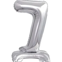AMSCAN Balon foliowy mini cyfra 7 ze stopką srebrny 22x40cm 9911730