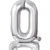 AMSCAN Balon foliowy mini cyfra 0 ze stopką srebrny 22x40cm 9911723