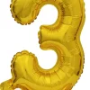AMSCAN Balon foliowy mini cyfra 3 ze stopką złoto 22x40cm 9910071