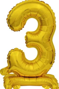AMSCAN Balon foliowy mini cyfra 3 ze stopką złoto 22x40cm 9910071