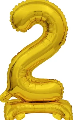 AMSCAN Balon foliowy mini cyfra 2 ze stopką złoto 22x40cm 9910070