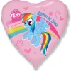 GODAN Balon foliowy 18"/45cm "Pony z tęczą" serce pakowany
