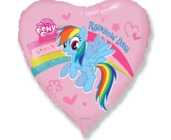 GODAN Balon foliowy 18"/45cm "Pony z tęczą" serce pakowany