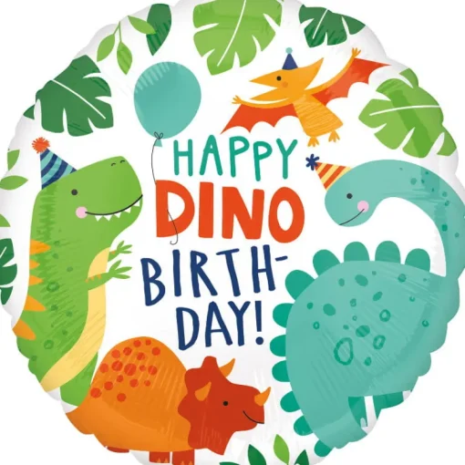 AMSCAN Balon foliowy Standard Dino-Mite Party okrągły S40 zapakowany 4066701
