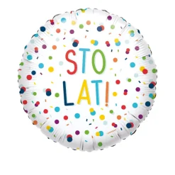 AMSCAN Balon foliowy Standard EU Confetti Birthday Sto Lat okrągły S40 spakowany 4146701