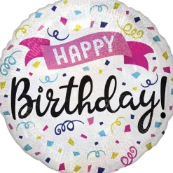 AMSCAN Balon foliowy Standard Holographic Happy Birthday Sparkle Banner S55, zapakowany 3995101