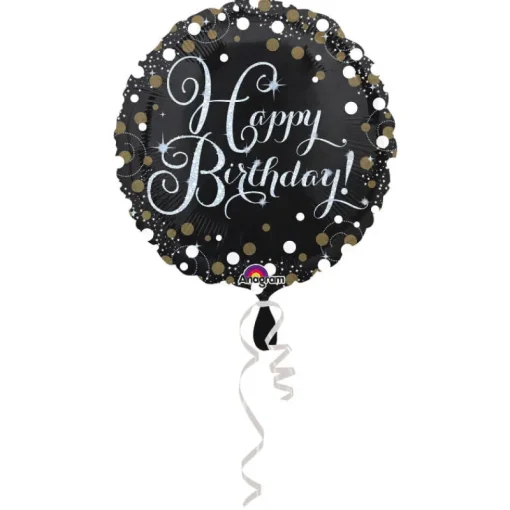 AMSCAN Balon foliowy Standard Sparkling Birthday 43cm okragly S55 zapakowany 3406275