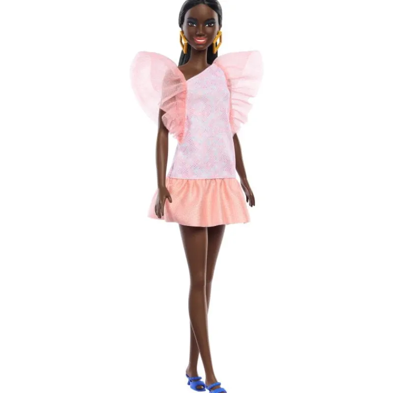 MATTEL Barbie Lalka Fashionistas Brzoskwiniowo-różowa sukienka 216 HRH14