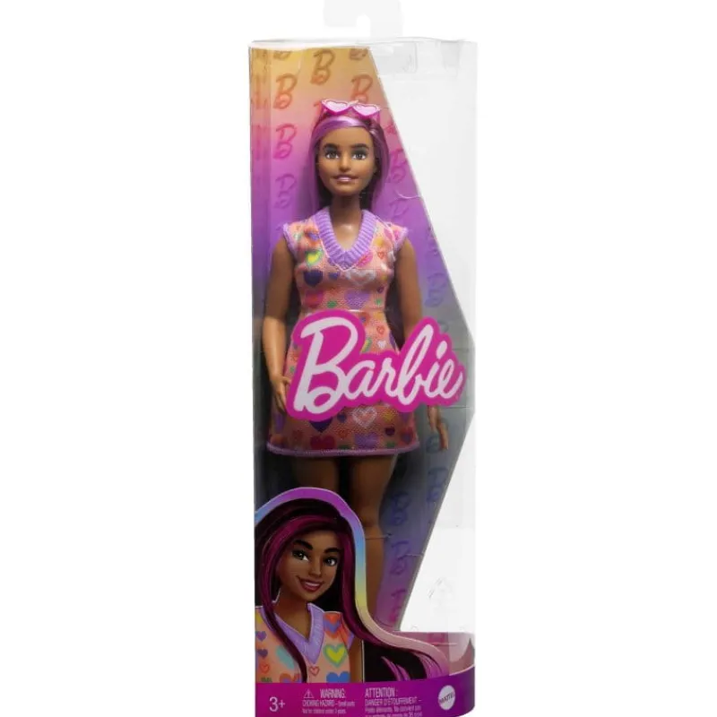 MATTEL Barbie Lalka Fashionistas 207 HJT04 FBR37 Sukienka w kolorowe serduszka
