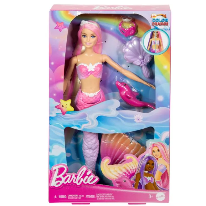 MATTEL Barbie Lalka Malibu Syrenka Zmiana koloru HRP97