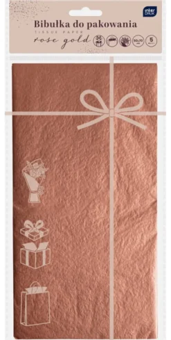 INTERDRUK Bibułka do pakowania prezentów 50x70cm 5 arkuszy rose gold